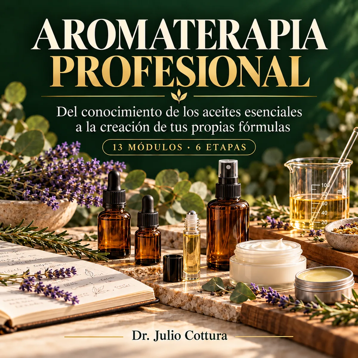 Portada de la formación Aromaterapia Profesional, del Dr. Julio Cottura